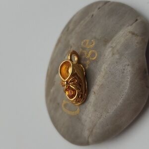 Little gold plated‎ booty baby charm citrine stone for November birthdays